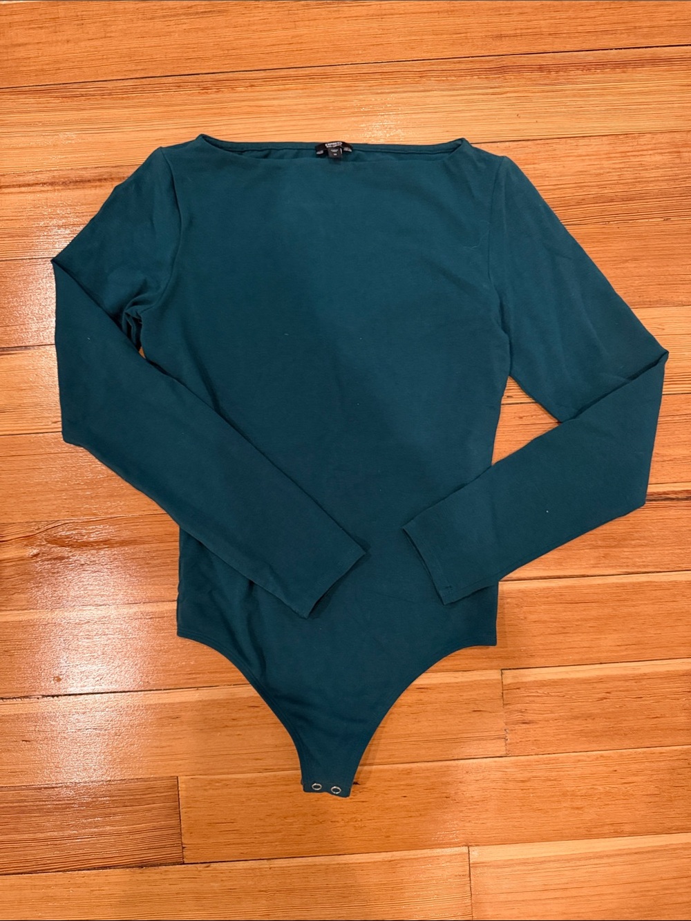 Express Long Sleeve Teal Thong Bodysuit